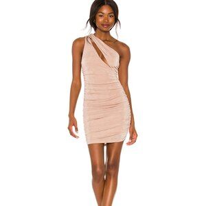 Superdown Revolve Darlene Shimmer One Shoulder Nude Dress Size S
